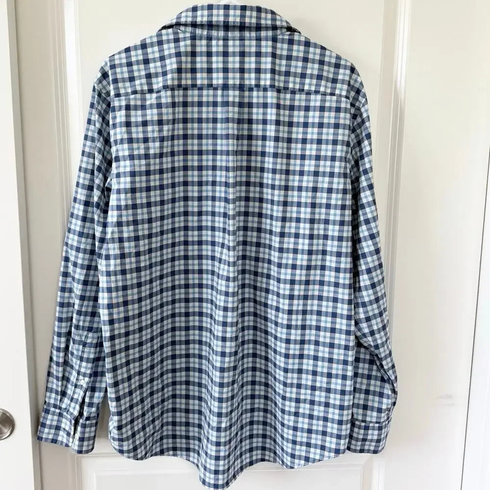 Vineyard Vines Performance Classic Fit Tucker Button Down Shirt Blue Plaid Large